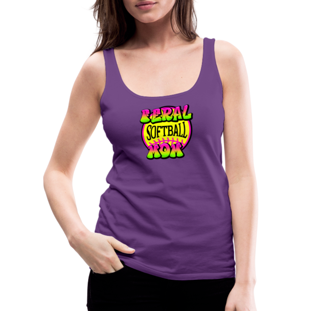 FERAL SOFTBALL MOM Women’s Premium Tank Top - purple