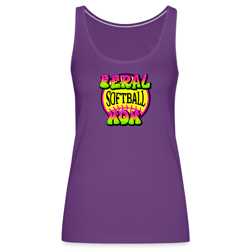 FERAL SOFTBALL MOM Women’s Premium Tank Top - purple