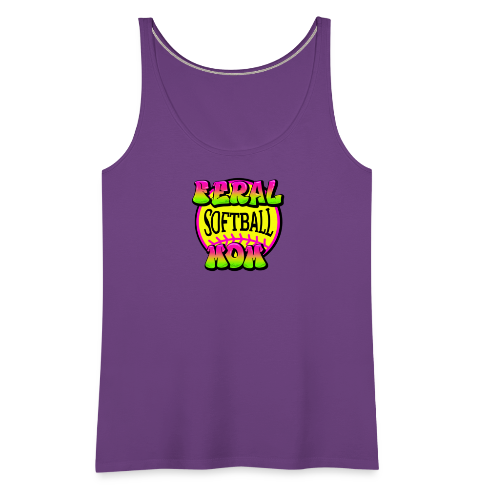 FERAL SOFTBALL MOM Women’s Premium Tank Top - purple