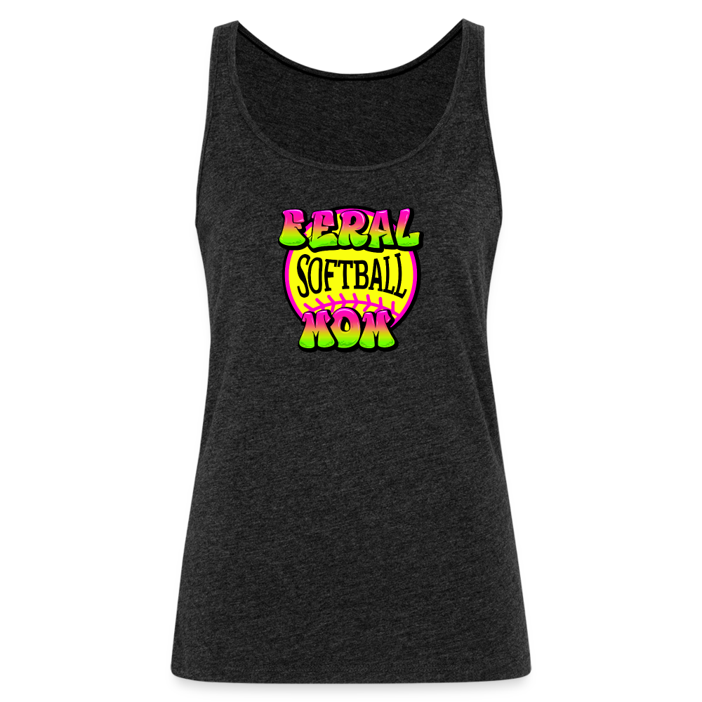 FERAL SOFTBALL MOM Women’s Premium Tank Top - charcoal grey