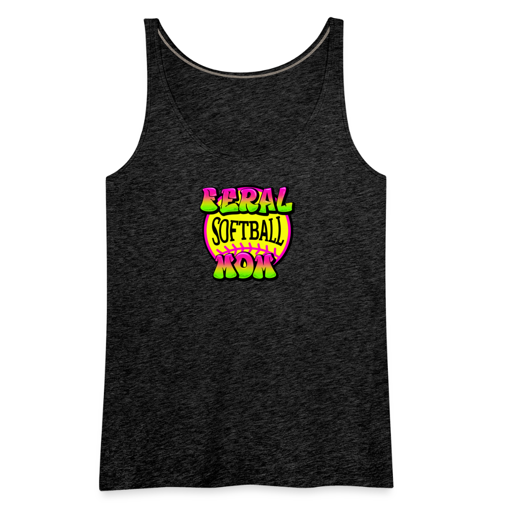 FERAL SOFTBALL MOM Women’s Premium Tank Top - charcoal grey