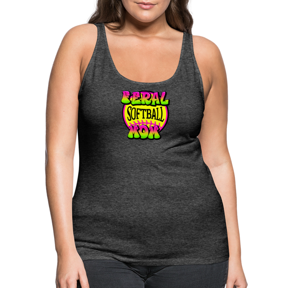 FERAL SOFTBALL MOM Women’s Premium Tank Top - charcoal grey