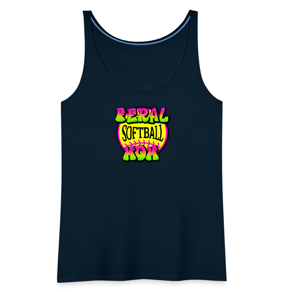 FERAL SOFTBALL MOM Women’s Premium Tank Top - deep navy