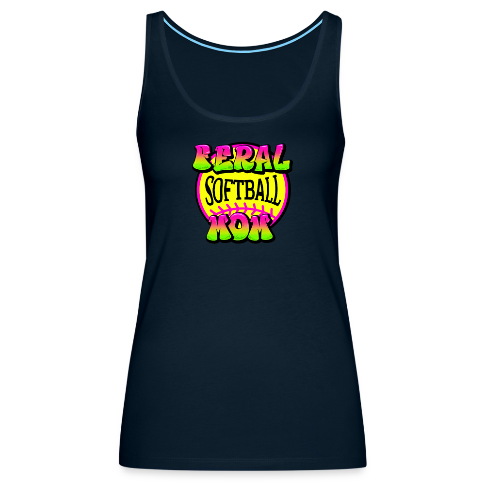 FERAL SOFTBALL MOM Women’s Premium Tank Top - deep navy