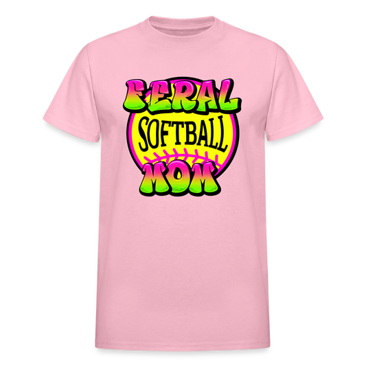 FERAL SOFTBALL MOM Gildan Ultra Cotton Adult T-Shirt - light pink