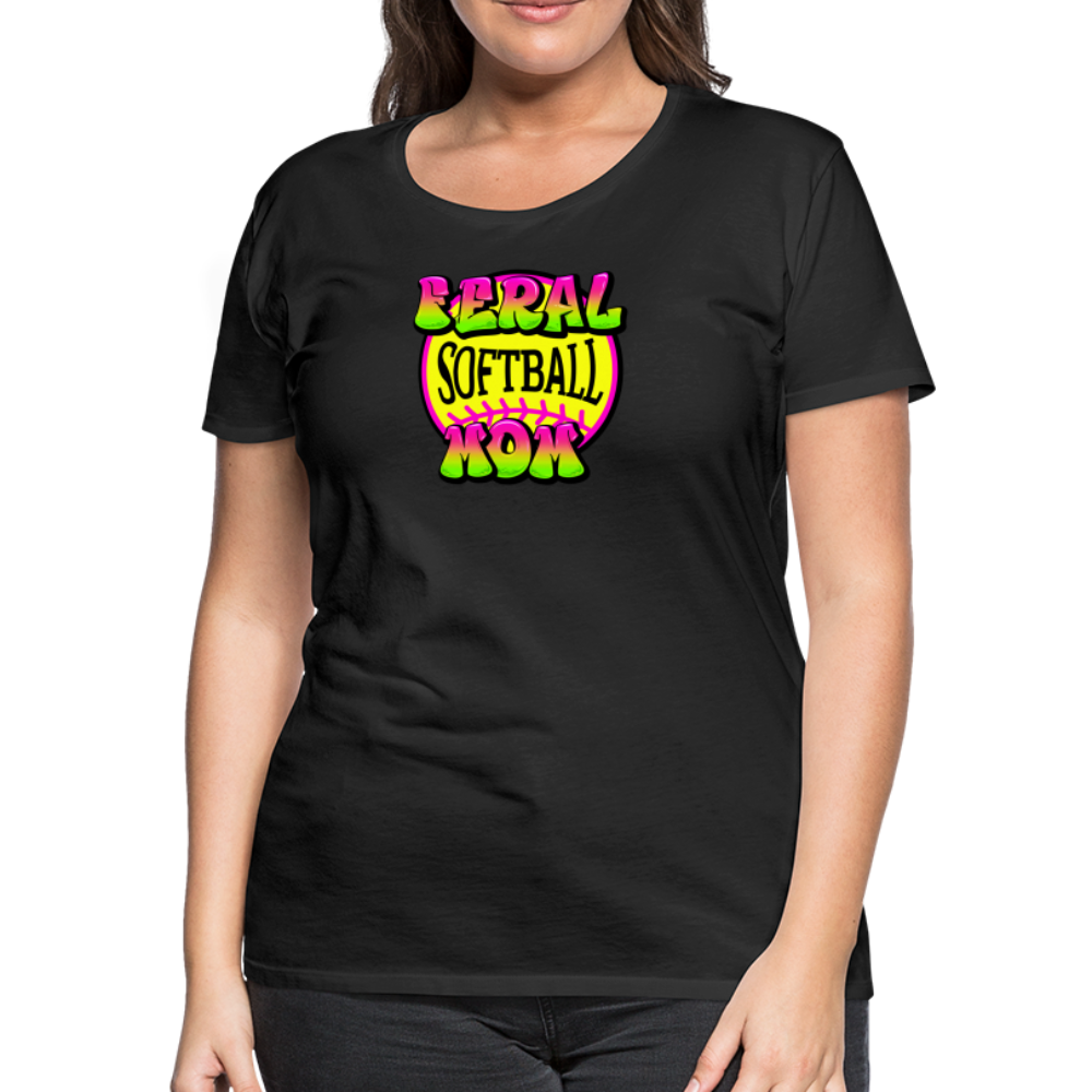 FERAL SOFTBALL MOM Women’s Premium T-Shirt - black