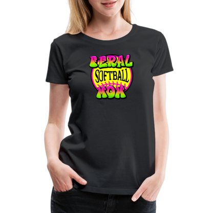 FERAL SOFTBALL MOM Women’s Premium T-Shirt - black
