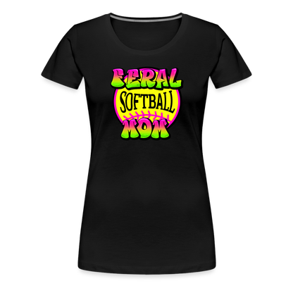 FERAL SOFTBALL MOM Women’s Premium T-Shirt - black