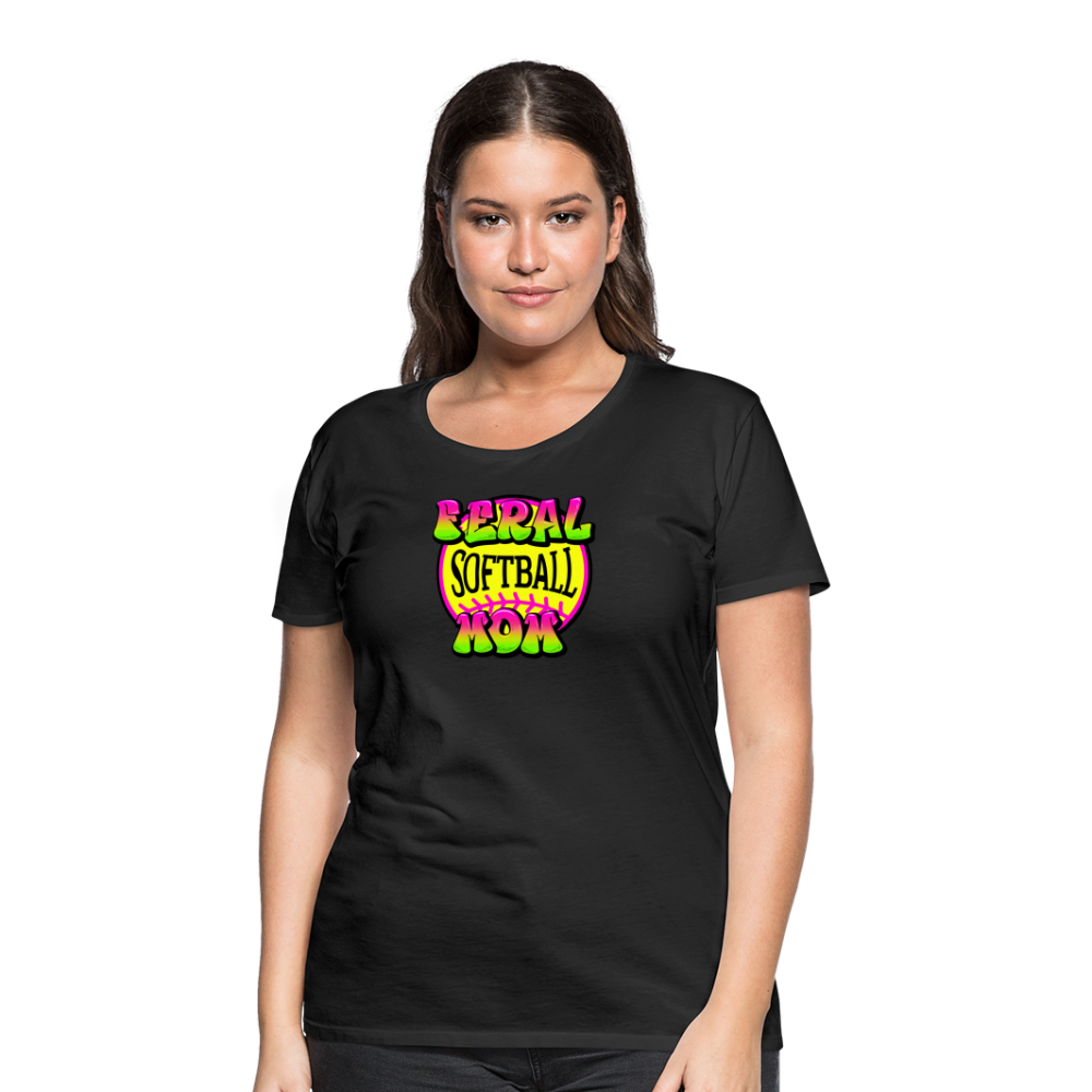 FERAL SOFTBALL MOM Women’s Premium T-Shirt - black