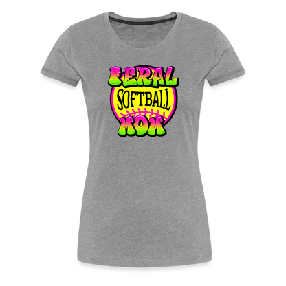 FERAL SOFTBALL MOM Women’s Premium T-Shirt - heather gray