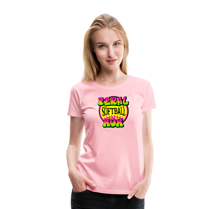 FERAL SOFTBALL MOM Women’s Premium T-Shirt - pink