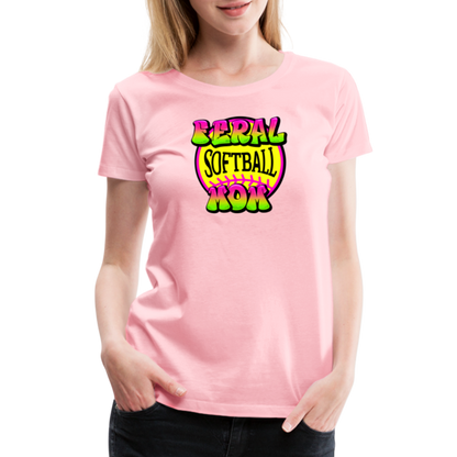 FERAL SOFTBALL MOM Women’s Premium T-Shirt - pink
