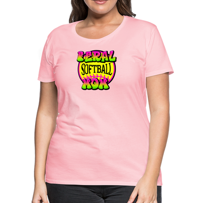 FERAL SOFTBALL MOM Women’s Premium T-Shirt - pink