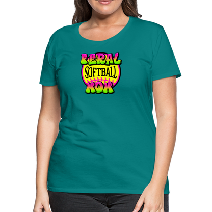 FERAL SOFTBALL MOM Women’s Premium T-Shirt - teal