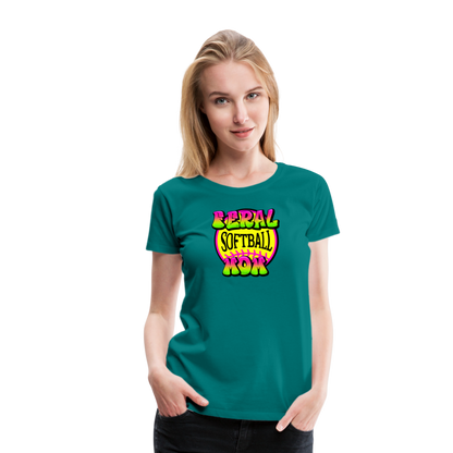 FERAL SOFTBALL MOM Women’s Premium T-Shirt - teal