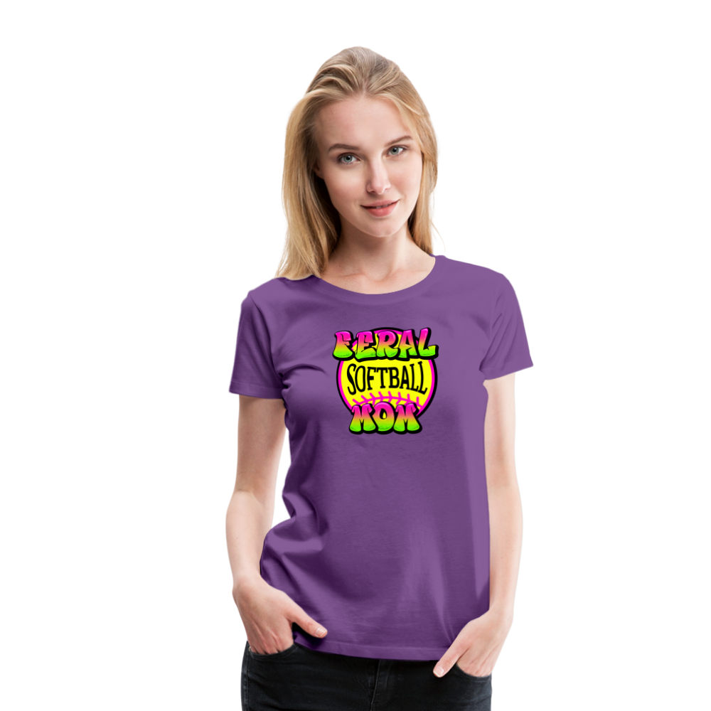 FERAL SOFTBALL MOM Women’s Premium T-Shirt - purple