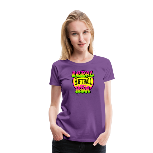 FERAL SOFTBALL MOM Women’s Premium T-Shirt - purple