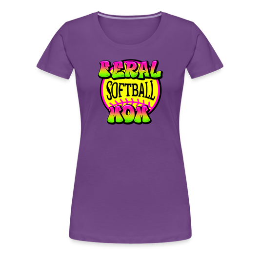 FERAL SOFTBALL MOM Women’s Premium T-Shirt - purple