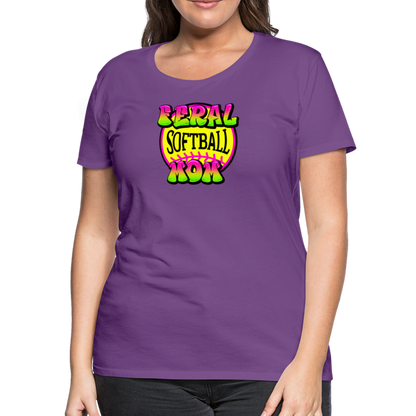 FERAL SOFTBALL MOM Women’s Premium T-Shirt - purple