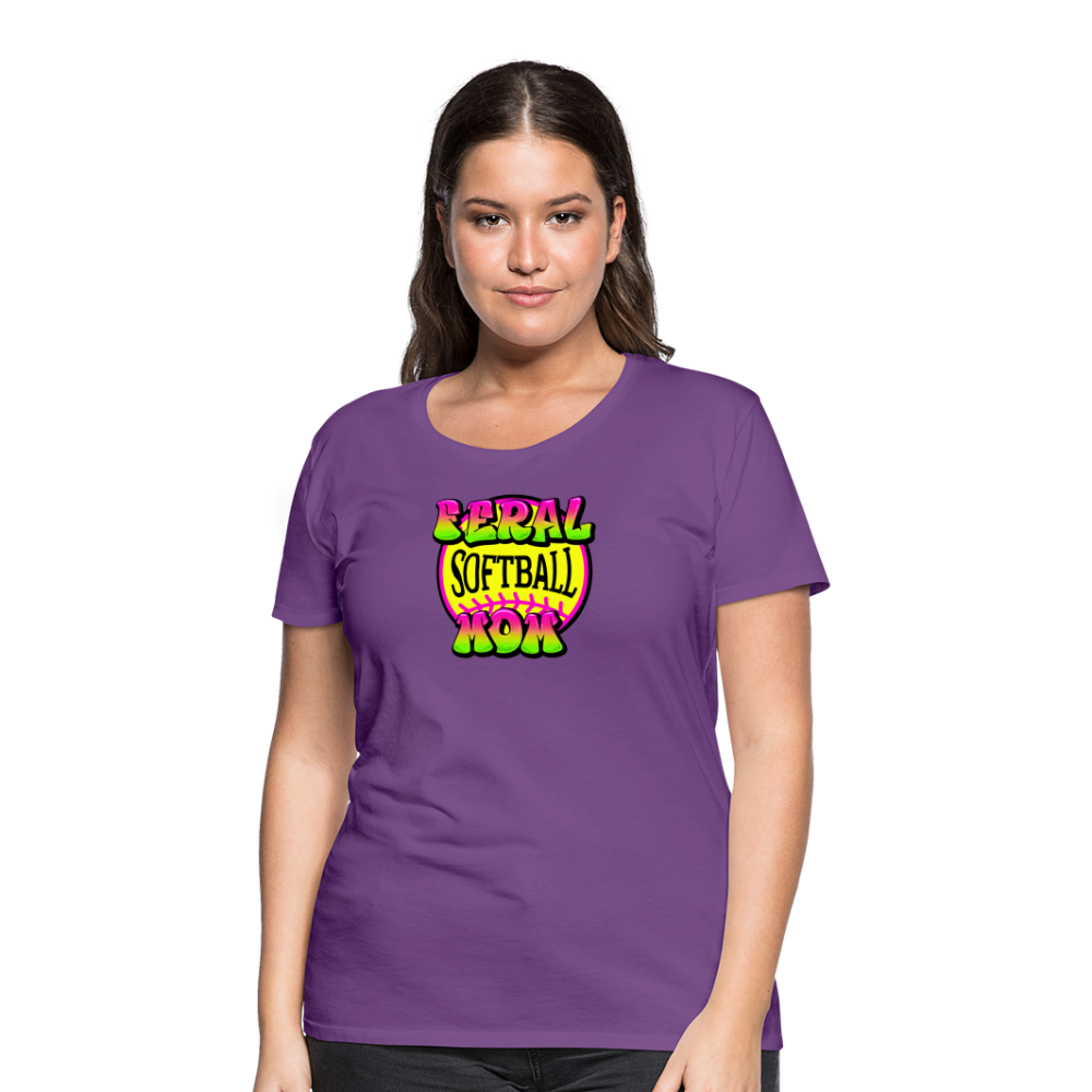 FERAL SOFTBALL MOM Women’s Premium T-Shirt - purple