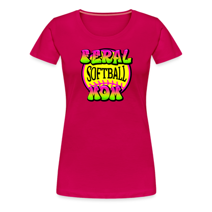 FERAL SOFTBALL MOM Women’s Premium T-Shirt - dark pink