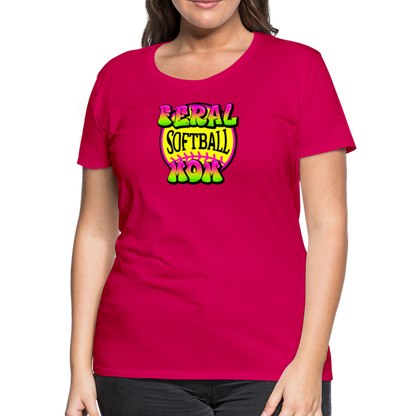 FERAL SOFTBALL MOM Women’s Premium T-Shirt - dark pink