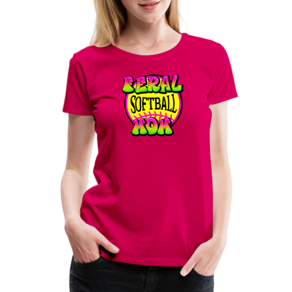 FERAL SOFTBALL MOM Women’s Premium T-Shirt - dark pink