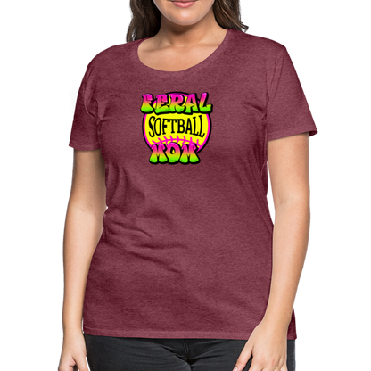 FERAL SOFTBALL MOM Women’s Premium T-Shirt - heather burgundy