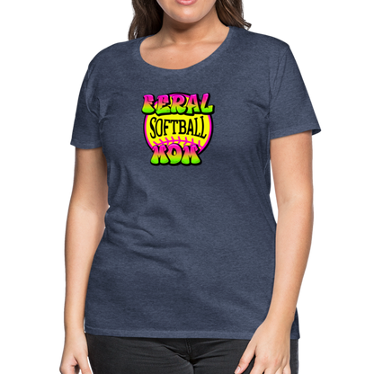 FERAL SOFTBALL MOM Women’s Premium T-Shirt - heather blue