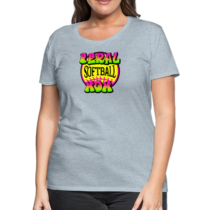 FERAL SOFTBALL MOM Women’s Premium T-Shirt - heather ice blue