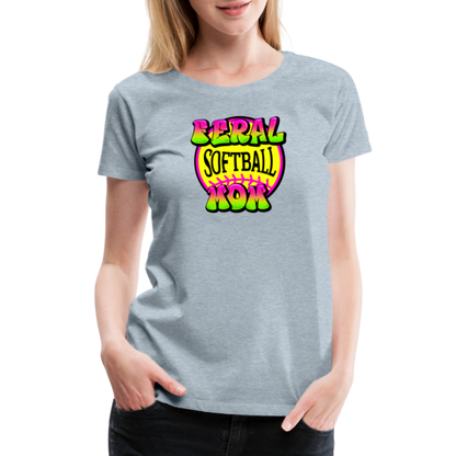 FERAL SOFTBALL MOM Women’s Premium T-Shirt - heather ice blue