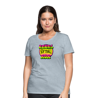 FERAL SOFTBALL MOM Women’s Premium T-Shirt - heather ice blue