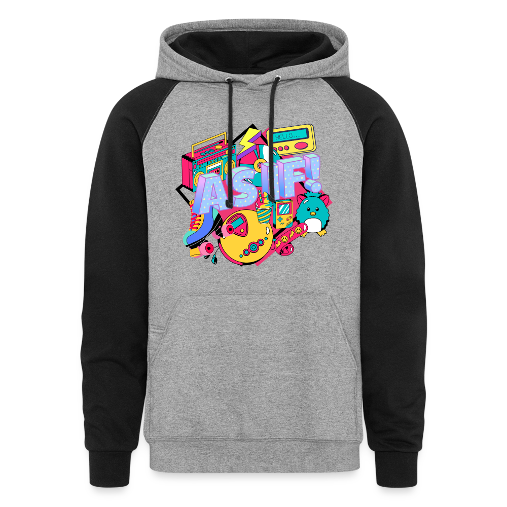 "As If" Xennial Colorblock Hoodie - heather gray/black