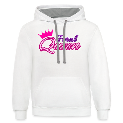 Feral Queen Contrast Hoodie - white/gray