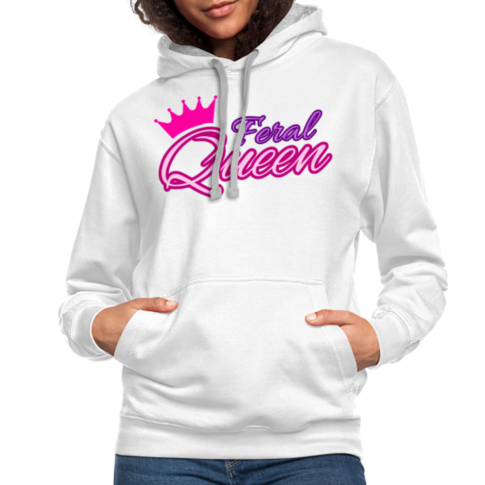 Feral Queen Contrast Hoodie - white/gray