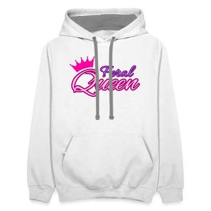 Feral Queen Contrast Hoodie - white/gray