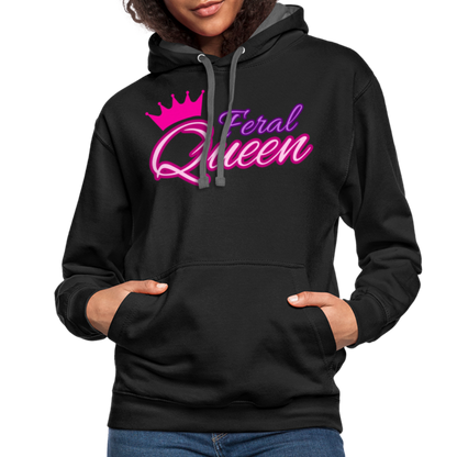 Feral Queen Contrast Hoodie - black/asphalt