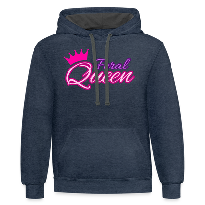 Feral Queen Contrast Hoodie - indigo heather/asphalt
