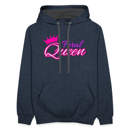 Feral Queen Contrast Hoodie - indigo heather/asphalt
