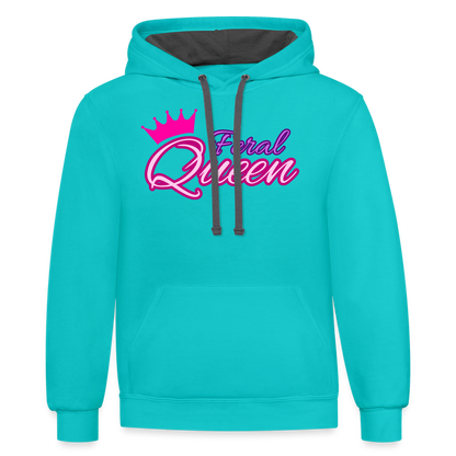 Feral Queen Contrast Hoodie - scuba blue/asphalt