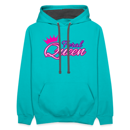 Feral Queen Contrast Hoodie - scuba blue/asphalt