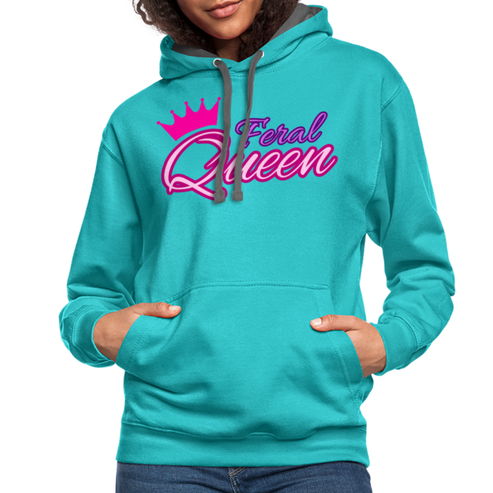 Feral Queen Contrast Hoodie - scuba blue/asphalt