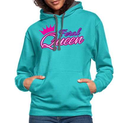 Feral Queen Contrast Hoodie - scuba blue/asphalt