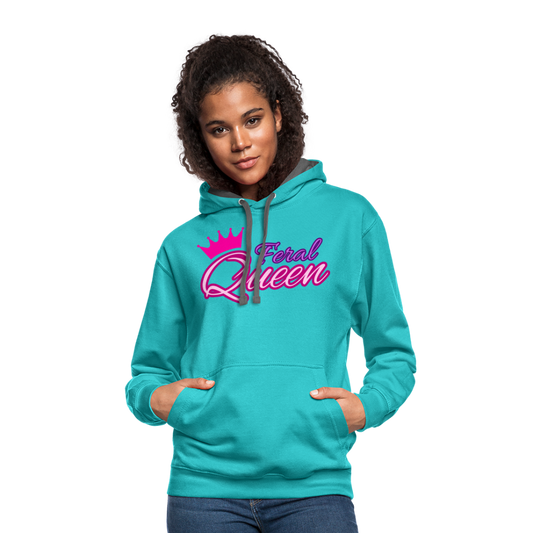 Feral Queen Contrast Hoodie - scuba blue/asphalt