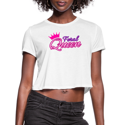 Feral Queen Women's Cropped T-Shirt - white