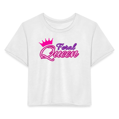 Feral Queen Women's Cropped T-Shirt - white