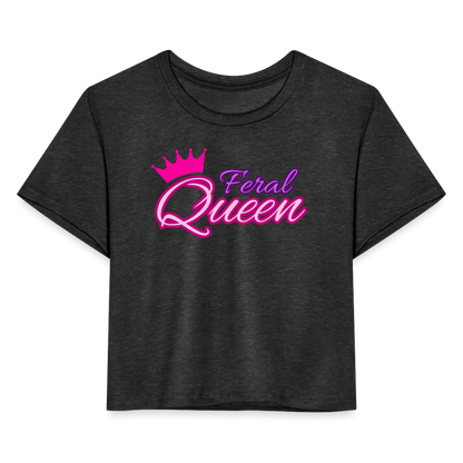 Feral Queen Women's Cropped T-Shirt - deep heather