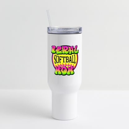Feral Softball Mom 40 oz Travel Tumbler - white