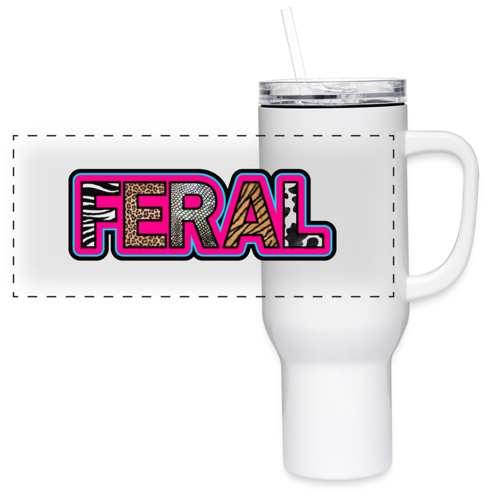 Feral Animal Print 40 oz Travel Tumbler - white