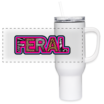 Feral Animal Print 40 oz Travel Tumbler - white